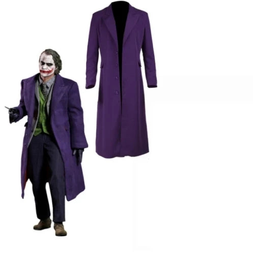 hochwertiger Heath Ledger Cosplay-Anzug Halloween Herren Film The Dark Knight Joker Kostüm Purple Jacke Vollständige Sets