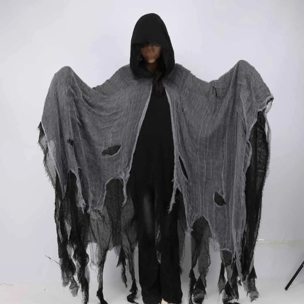 Horror Zombie Zerfetzte Kapuzenumhänge Unisex Halloween Geist Dementoren Cosplay Kostüm Tag der Toten Party Requisiten Umhänge