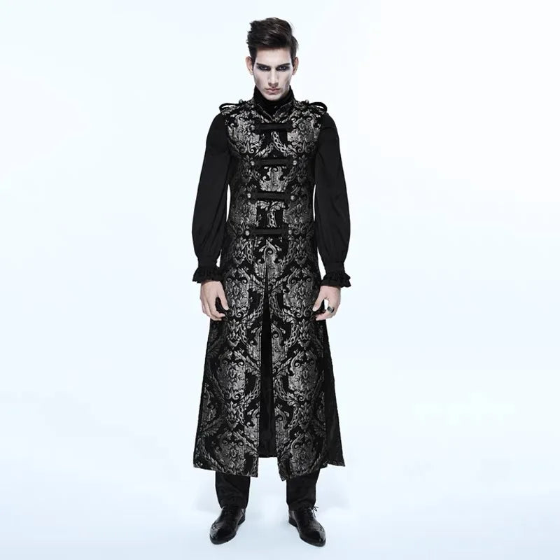 Mittelalterliche Retro -Männer Staubmantel mittelstil Dampf Punk Cosplay Kostüme Palastkleid Jacquard Herren Jacken Halloween Kostüm