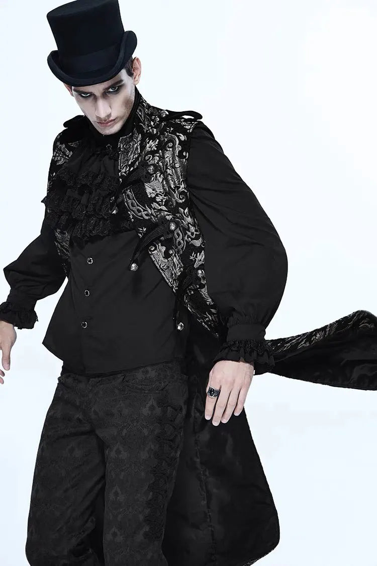 Mittelalterliche Retro -Männer Staubmantel mittelstil Dampf Punk Cosplay Kostüme Palastkleid Jacquard Herren Jacken Halloween Kostüm
