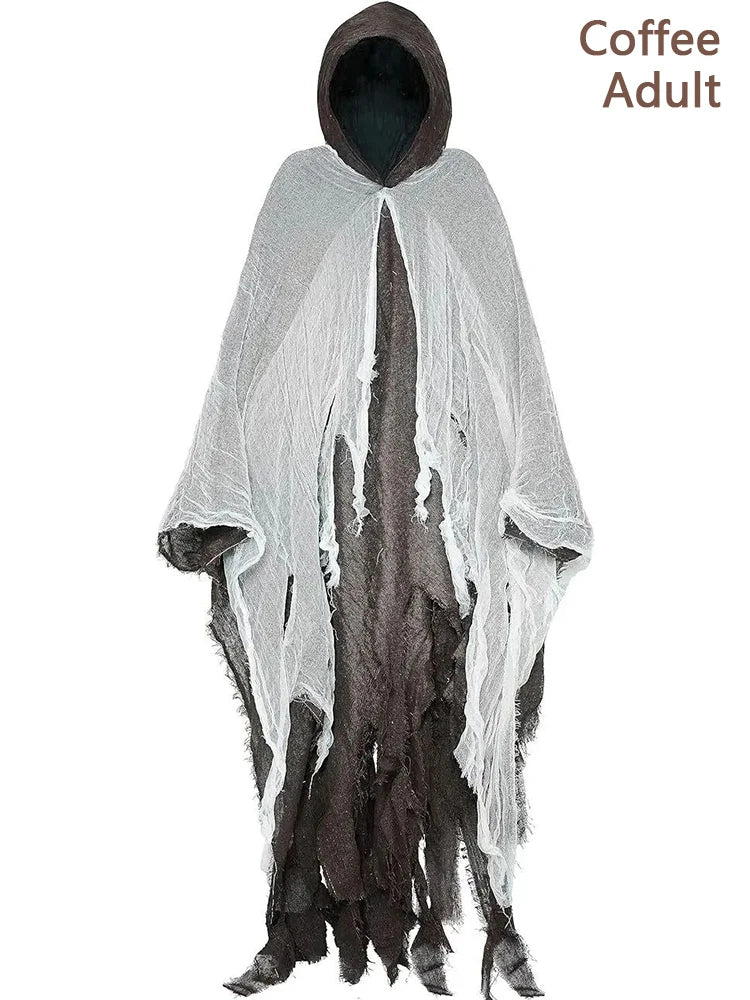 Horror Zombie Zerfetzte Kapuzenumhänge Unisex Halloween Geist Dementoren Cosplay Kostüm Tag der Toten Party Requisiten Umhänge