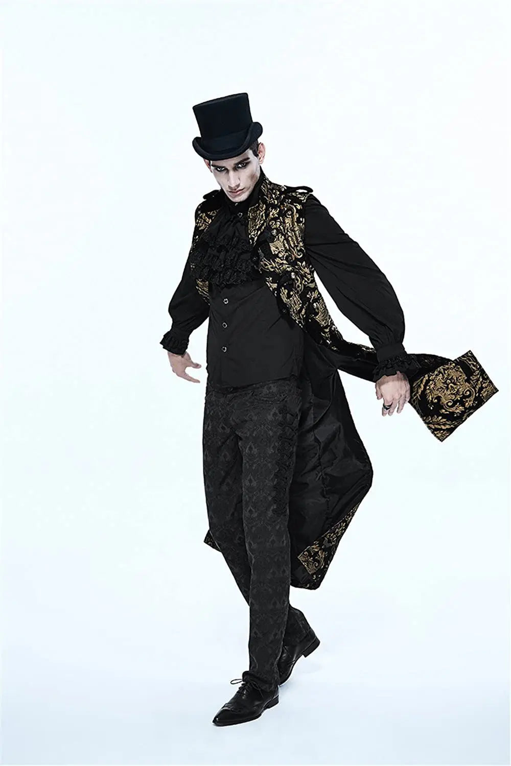 Mittelalterliche Retro -Männer Staubmantel mittelstil Dampf Punk Cosplay Kostüme Palastkleid Jacquard Herren Jacken Halloween Kostüm