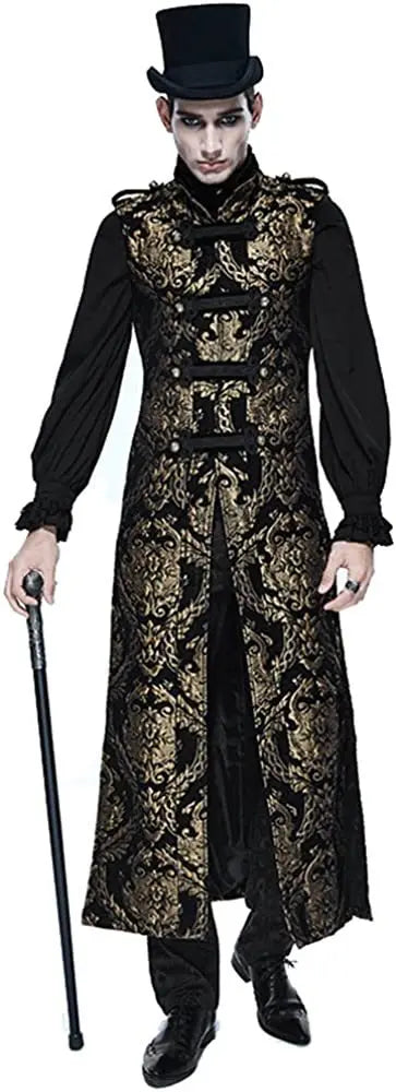 Mittelalterliche Retro -Männer Staubmantel mittelstil Dampf Punk Cosplay Kostüme Palastkleid Jacquard Herren Jacken Halloween Kostüm