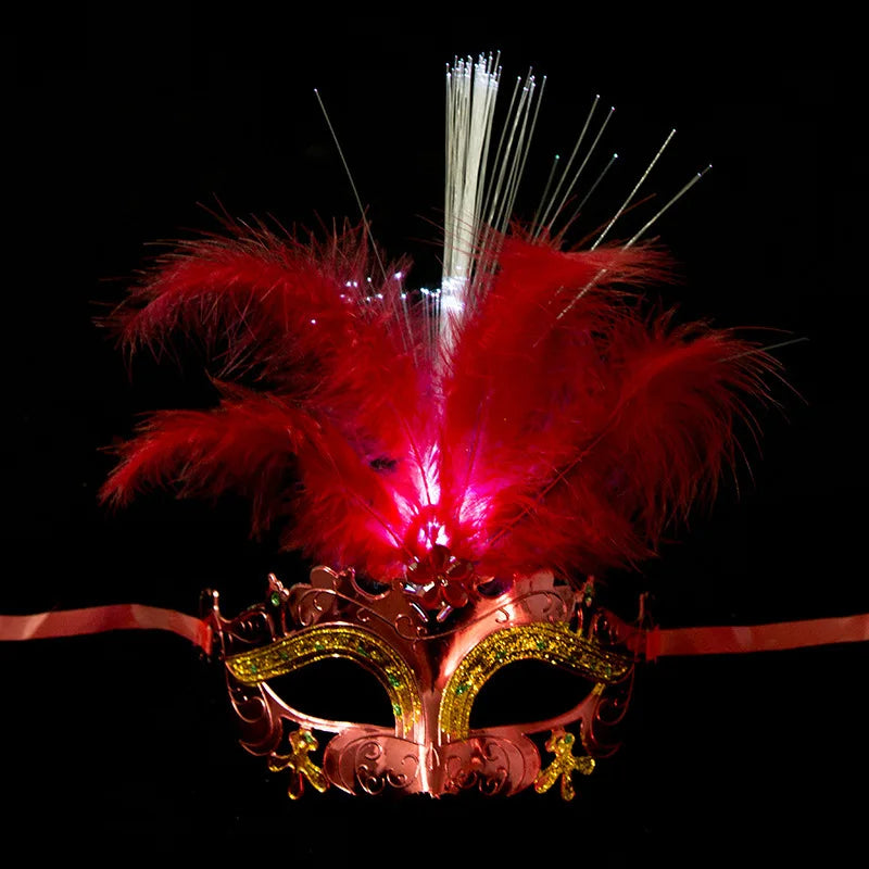 Glowing Feather Led Masks Venice Carnival Halloween Christmas Light Up Masks Masquerade Birthday Wedding Party Cosplay Costume