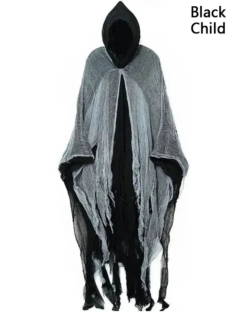 Horror Zombie Zerfetzte Kapuzenumhänge Unisex Halloween Geist Dementoren Cosplay Kostüm Tag der Toten Party Requisiten Umhänge