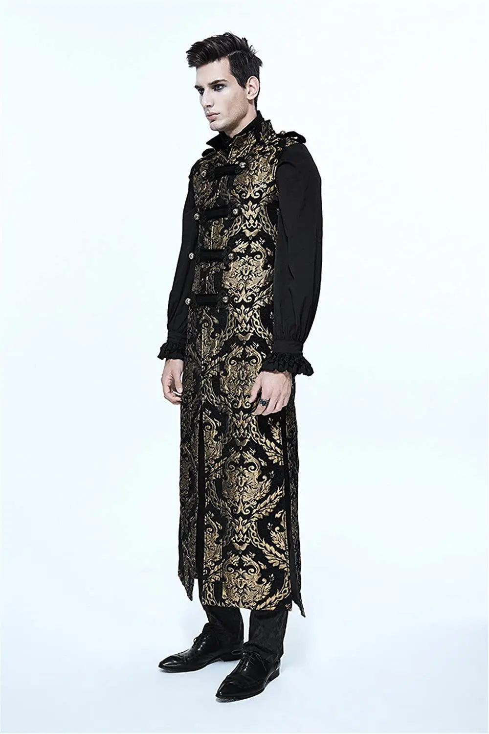 Mittelalterliche Retro -Männer Staubmantel mittelstil Dampf Punk Cosplay Kostüme Palastkleid Jacquard Herren Jacken Halloween Kostüm