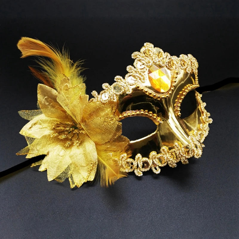 Dance Party Diamond Venetian Mask Feather Flower Wedding Carnival Performance Costume Sexy Lady Mask Masquerade Xmas Halloween