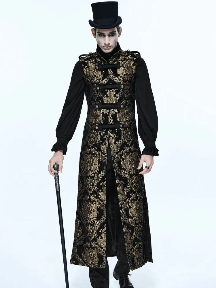 Mittelalterliche Retro -Männer Staubmantel mittelstil Dampf Punk Cosplay Kostüme Palastkleid Jacquard Herren Jacken Halloween Kostüm