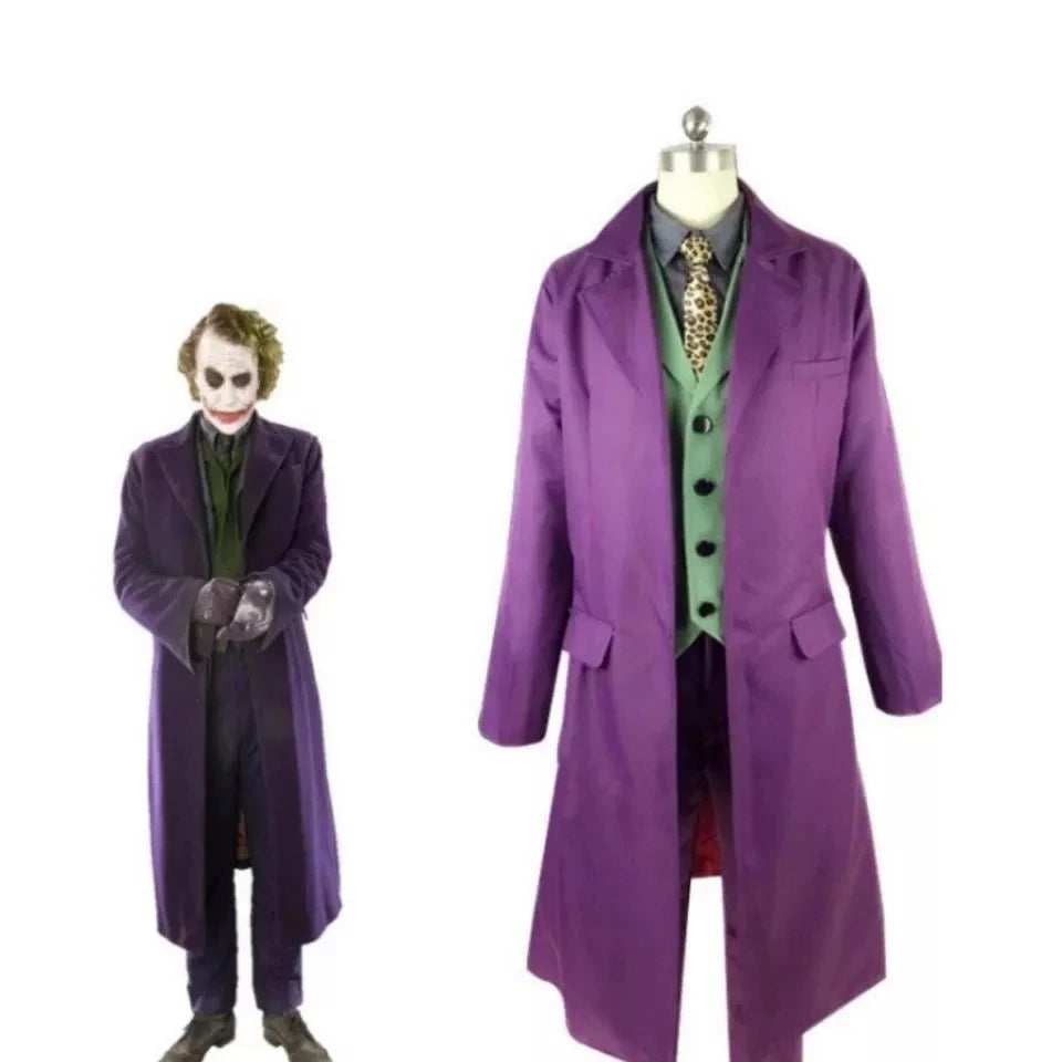 hochwertiger Heath Ledger Cosplay-Anzug Halloween Herren Film The Dark Knight Joker Kostüm Purple Jacke Vollständige Sets