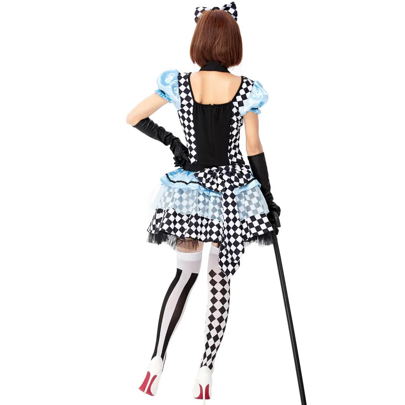 Sexy erwachsene Alice im Wunderland Mad Hatter Lolita Maid Kleid Halloween Karneval Party Magier Clown Cosplay Kostüm