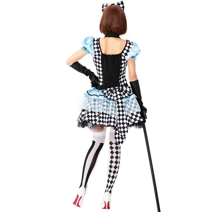Sexy erwachsene Alice im Wunderland Mad Hatter Lolita Maid Kleid Halloween Karneval Party Magier Clown Cosplay Kostüm