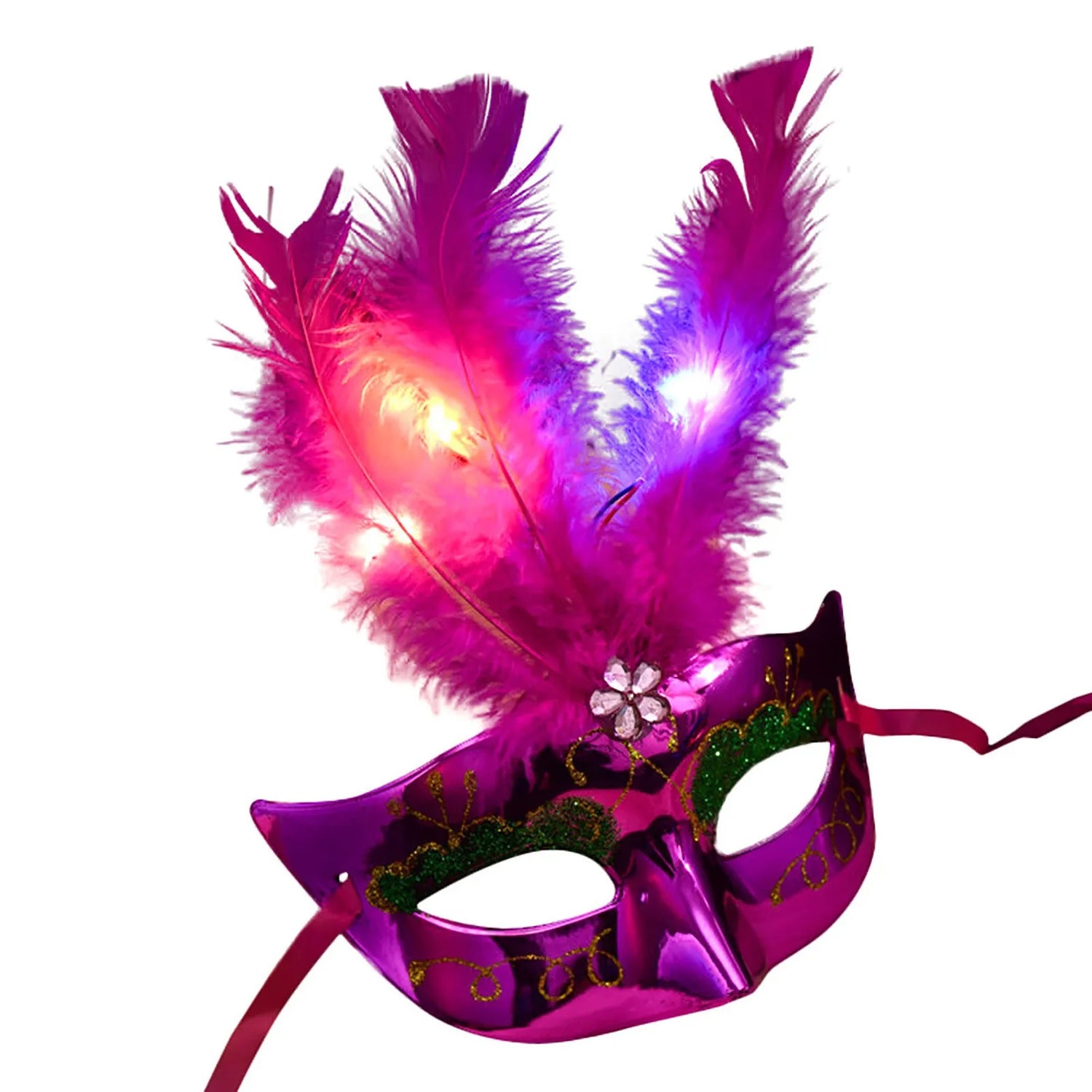 Glowing Feather LED Masks Venice Carnival Halloween Christmas Light Up Masks Masquerade Birthday Wedding Party Cosplay Costume