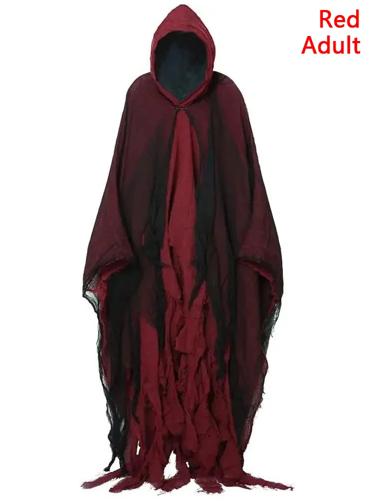 Horror Zombie Zerfetzte Kapuzenumhänge Unisex Halloween Geist Dementoren Cosplay Kostüm Tag der Toten Party Requisiten Umhänge
