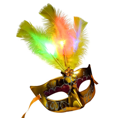 Glowing Feather LED Masks Venice Carnival Halloween Christmas Light Up Masks Masquerade Birthday Wedding Party Cosplay Costume