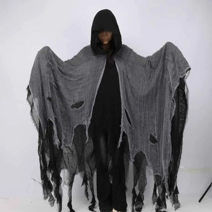 Horror Zombie Zerfetzte Kapuzenumhänge Unisex Halloween Geist Dementoren Cosplay Kostüm Tag der Toten Party Requisiten Umhänge
