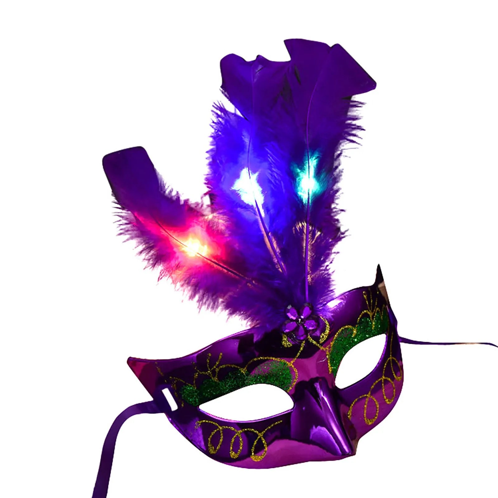 Glowing Feather LED Masks Venice Carnival Halloween Christmas Light Up Masks Masquerade Birthday Wedding Party Cosplay Costume