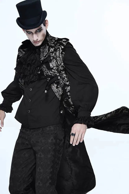 Mittelalterliche Retro -Männer Staubmantel mittelstil Dampf Punk Cosplay Kostüme Palastkleid Jacquard Herren Jacken Halloween Kostüm