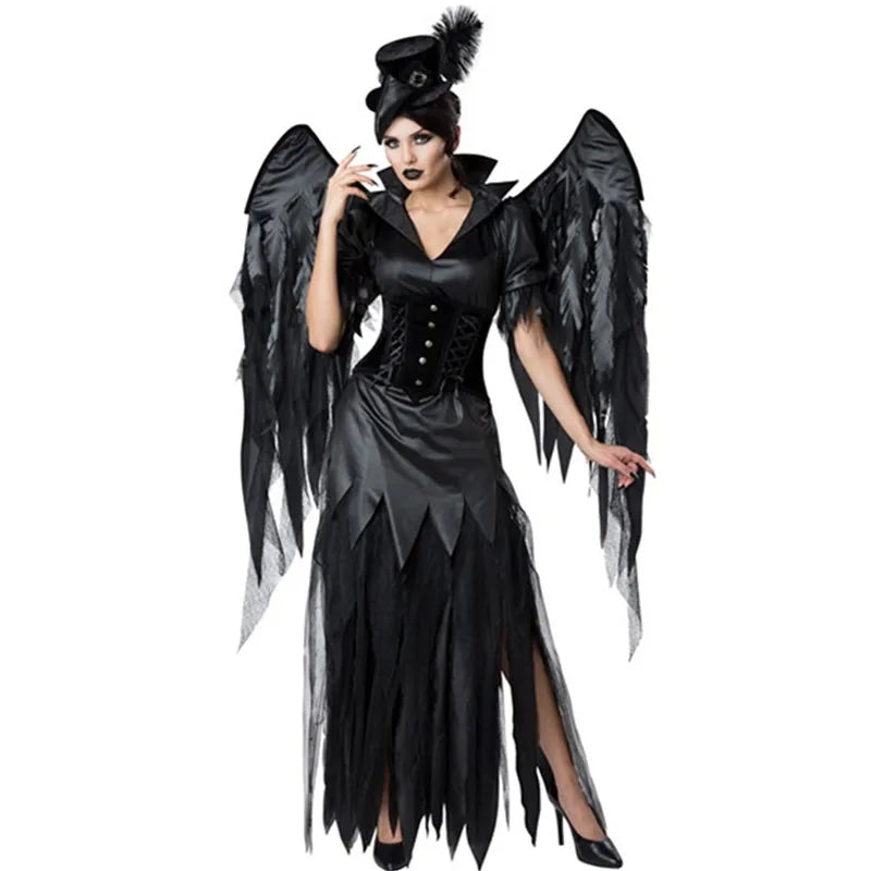 Halloween Fantasy Teufel gefallener Engel Witch Cosply Kostüm Tag der toten Party Gothic Böses Vampir Opera Kleid