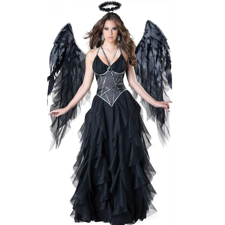 Halloween Black Gothic Teufel Fallen Engel Kostüm Purim Carnival Party böse Hexe Vampire Cosply Kleid