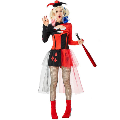Halloween Purim Horror Devil Mörder Harley Monster Clown Kostüm Karnevalsparty Funy Crazy Naughty Circus Joker Cosplay Kleid