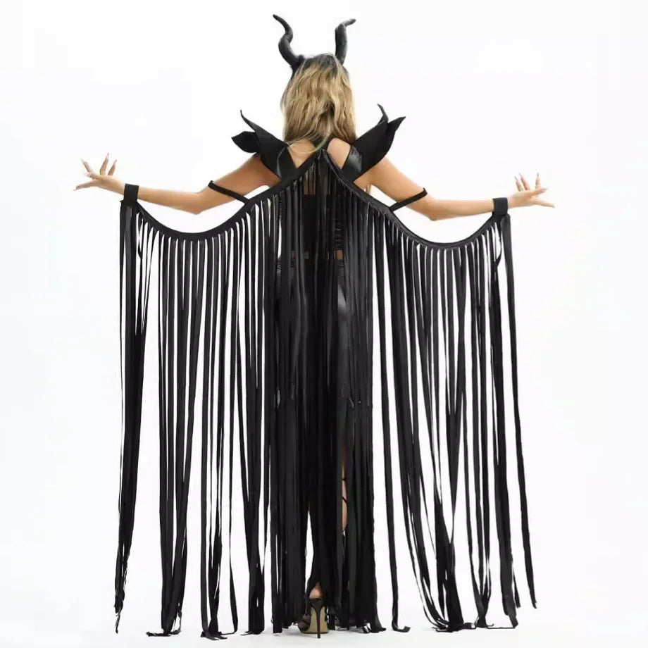 2024 Halloween Kostüm Sexy Damen Gothic Vampir Langes Kleid Tiefschlaf Magie ManteauDress Bühnenbekleidung Zubehör