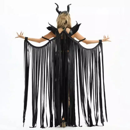 2024 Halloween Kostüm Sexy Damen Gothic Vampir Langes Kleid Tiefschlaf Magie ManteauDress Bühnenbekleidung Zubehör
