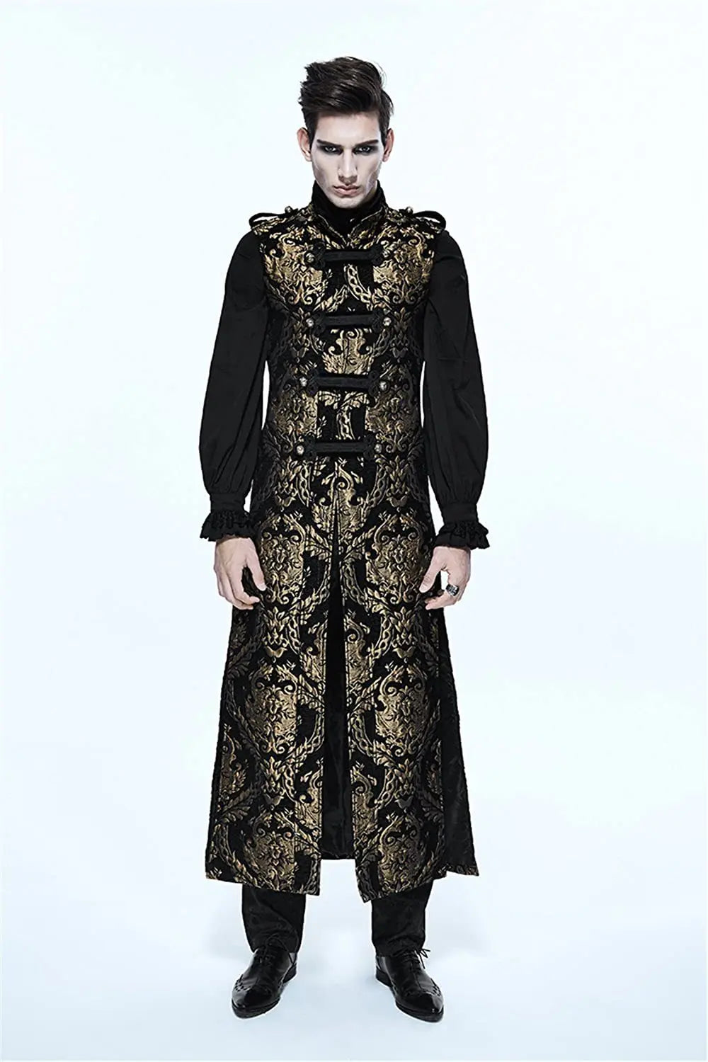 Mittelalterliche Retro -Männer Staubmantel mittelstil Dampf Punk Cosplay Kostüme Palastkleid Jacquard Herren Jacken Halloween Kostüm