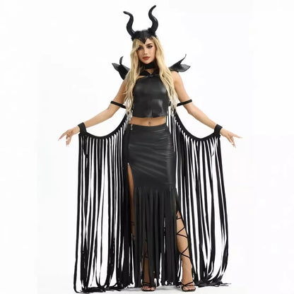 2024 Halloween Kostüm Sexy Damen Gothic Vampir Langes Kleid Tiefschlaf Magie ManteauDress Bühnenbekleidung Zubehör