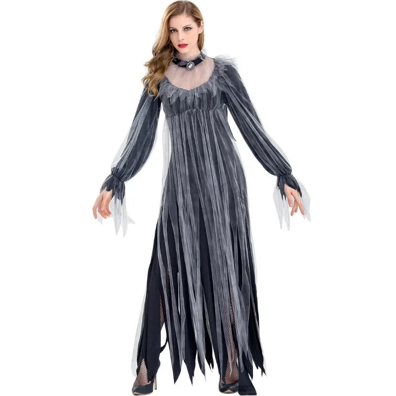 Damen Halloween Gruselkostüm Gothic Geisterbraut Vampir Dämonenkleid für Spukhaus Karneval Party Performance Festlich