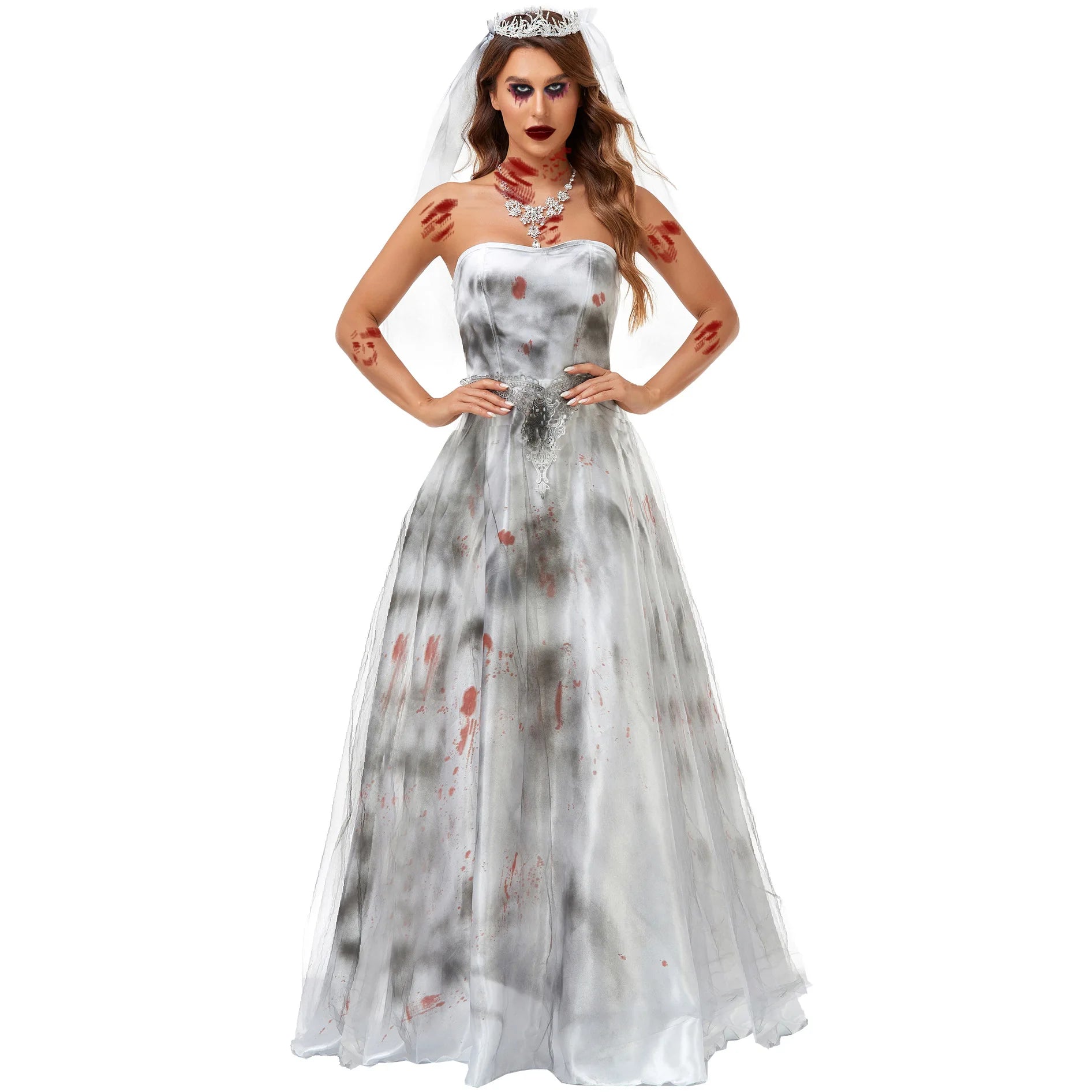Mehrere erwachsene gruselige Schädel Geister Braut Kostüm Frauen Zombie Vampire Cosplay Carnival Halloween Party Day of the Dead Dress Up