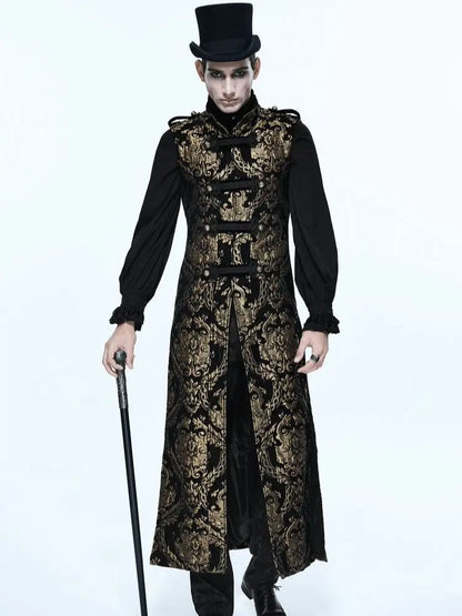 Mittelalterliche Retro -Männer Staubmantel mittelstil Dampf Punk Cosplay Kostüme Palastkleid Jacquard Herren Jacken Halloween Kostüm
