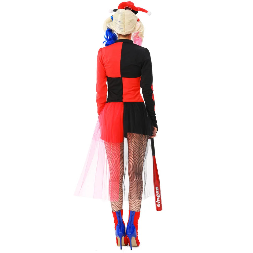 Halloween Purim Horror Devil Mörder Harley Monster Clown Kostüm Karnevalsparty Funy Crazy Naughty Circus Joker Cosplay Kleid