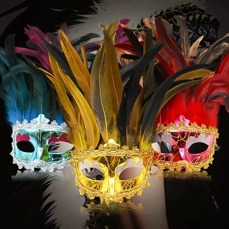 Indian Feather Face Mask Cosplay Women Eye Cover Masque Bar Nightclub Masks Halloween Party Masquerade Carnival Rave Decoration