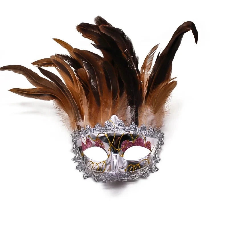 Indian Feather Face Mask Cosplay Women Eye Cover Masque Bar Nightclub Masks Halloween Party Masquerade Carnival Rave Decoration