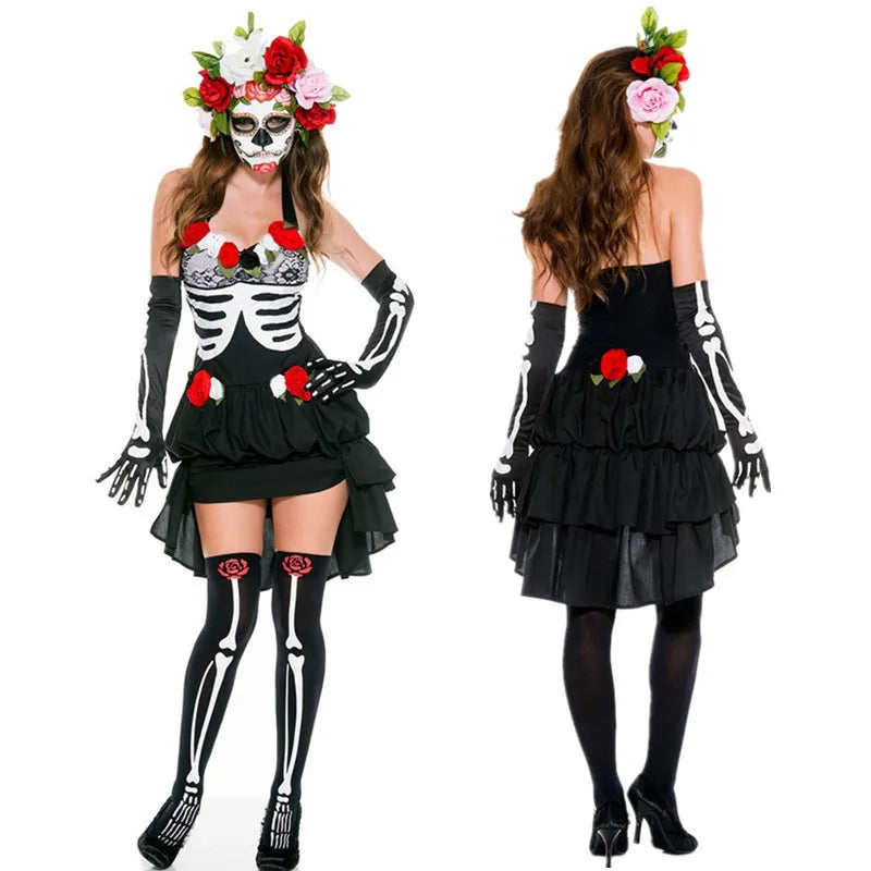 Mehrere erwachsene gruselige Schädel Geister Braut Kostüm Frauen Zombie Vampire Cosplay Carnival Halloween Party Day of the Dead Dress Up