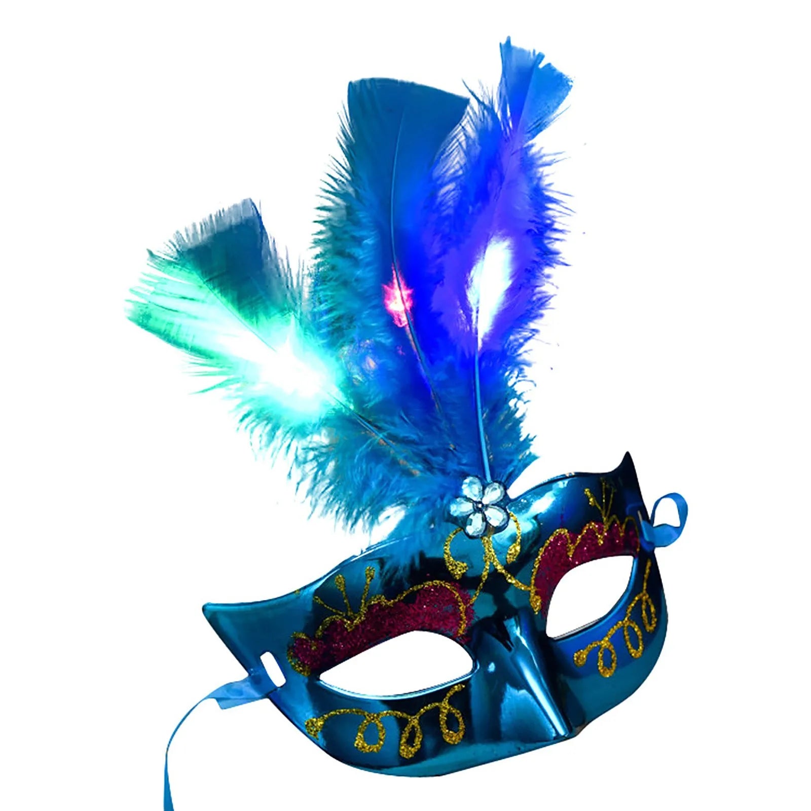 Glowing Feather LED Masks Venice Carnival Halloween Christmas Light Up Masks Masquerade Birthday Wedding Party Cosplay Costume