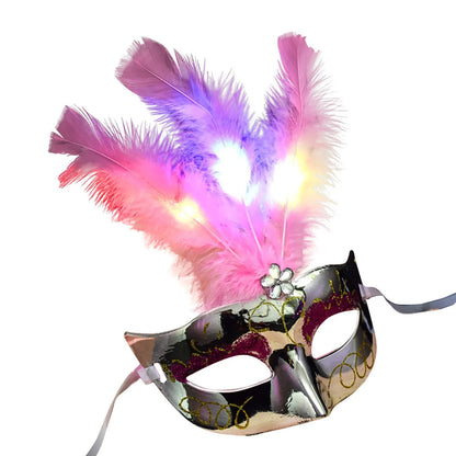 Glowing Feather LED Masks Venice Carnival Halloween Christmas Light Up Masks Masquerade Birthday Wedding Party Cosplay Costume