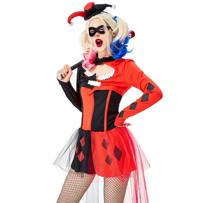 Halloween Purim Horror Devil Mörder Harley Monster Clown Kostüm Karnevalsparty Funy Crazy Naughty Circus Joker Cosplay Kleid