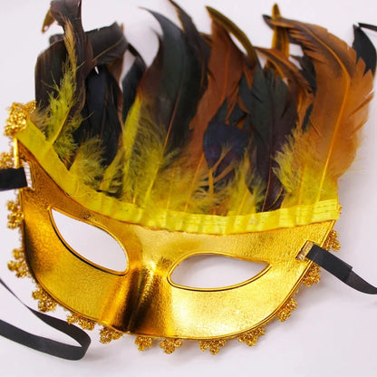 Indian Feather Face Mask Cosplay Women Eye Cover Masque Bar Nightclub Masks Halloween Party Masquerade Carnival Rave Decoration