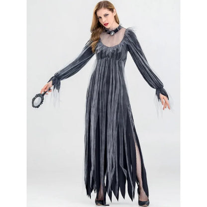 Damen Halloween Gruselkostüm Gothic Geisterbraut Vampir Dämonenkleid für Spukhaus Karneval Party Performance Festlich