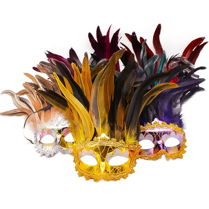 Indian Feather Face Mask Cosplay Women Eye Cover Masque Bar Nightclub Masks Halloween Party Masquerade Carnival Rave Decoration