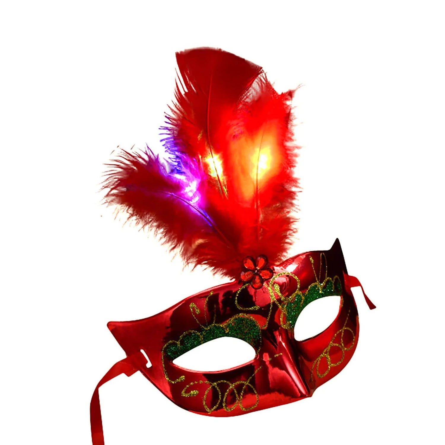 Glowing Feather LED Masks Venice Carnival Halloween Christmas Light Up Masks Masquerade Birthday Wedding Party Cosplay Costume