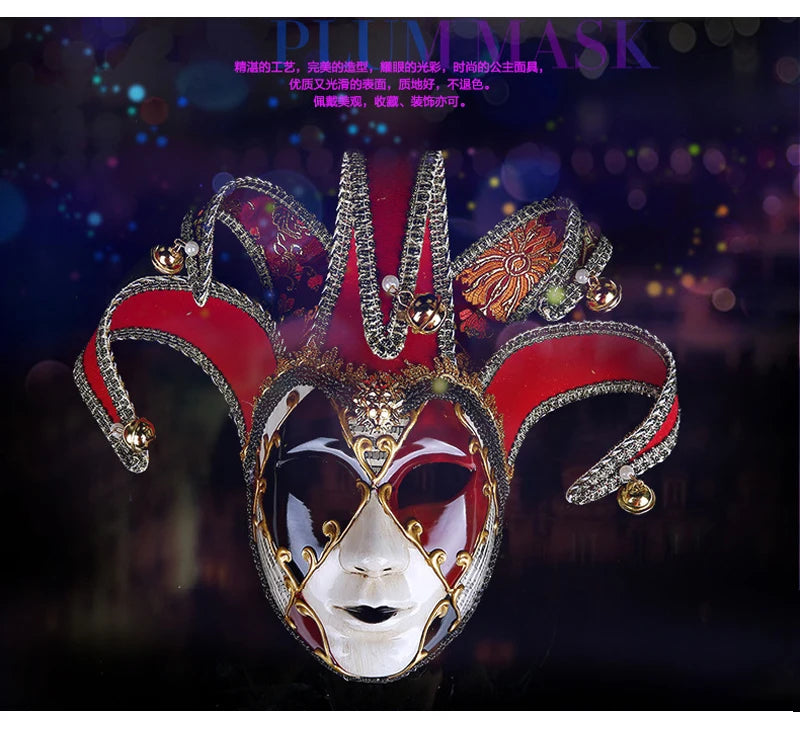 Delicate Handcraft Painted Masquerade Mask Women Party Halloween Performance Venetian Style Mask Full Face Room Decorations